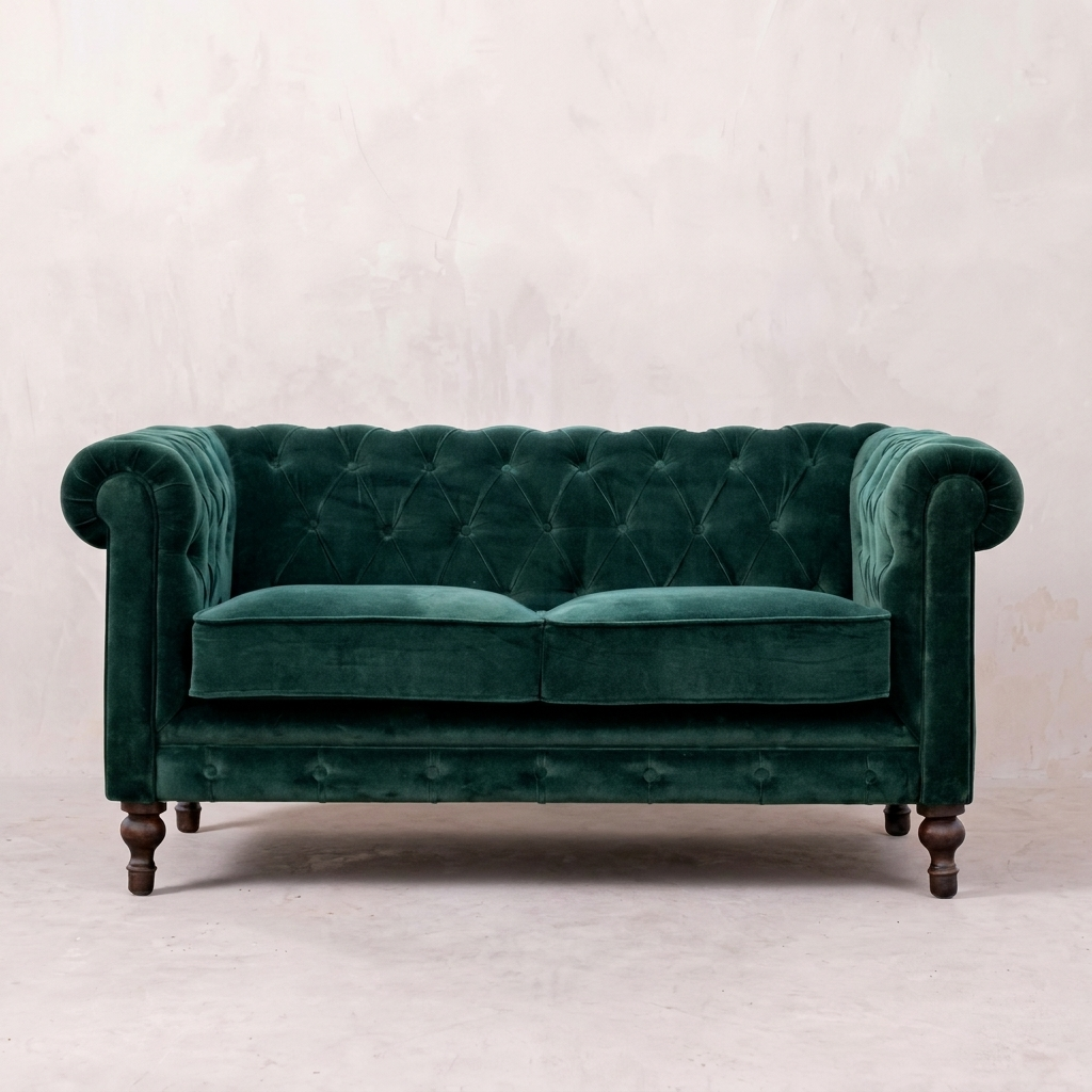 Emerald Green Velvet Chesterfield