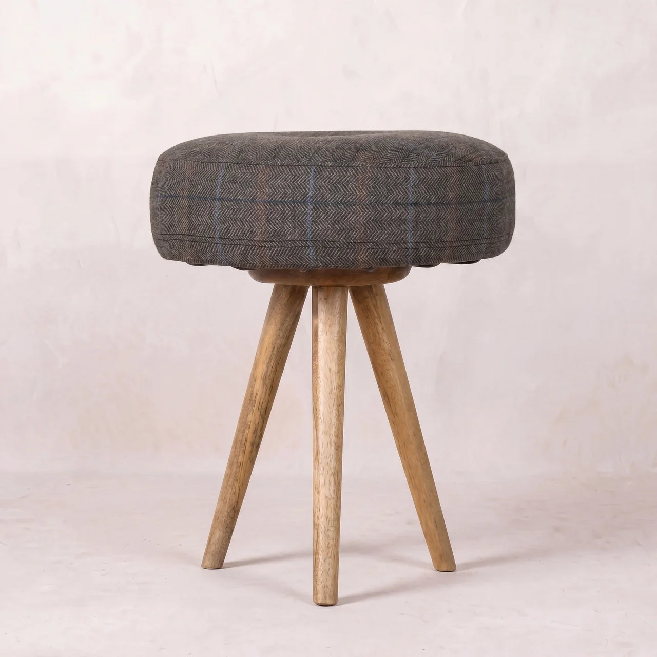 Tripod Stool with Tweed Seat Pad