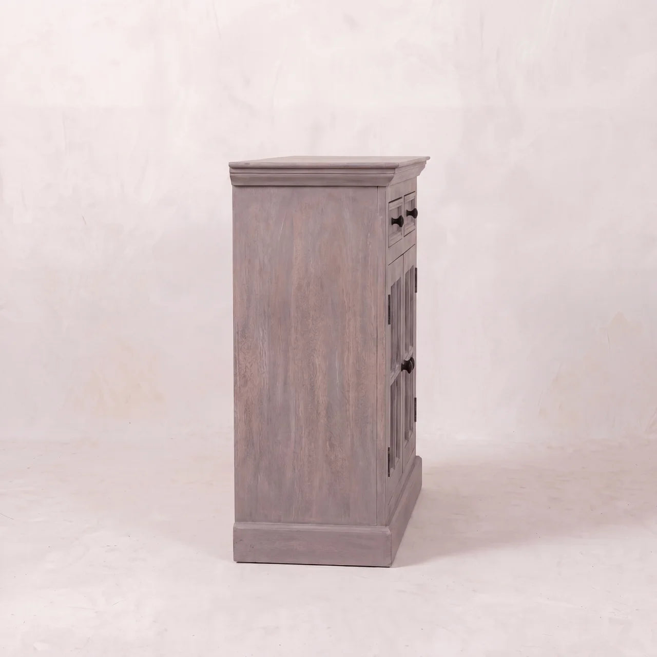 Stone Finish Cabinet with Glazed Doors