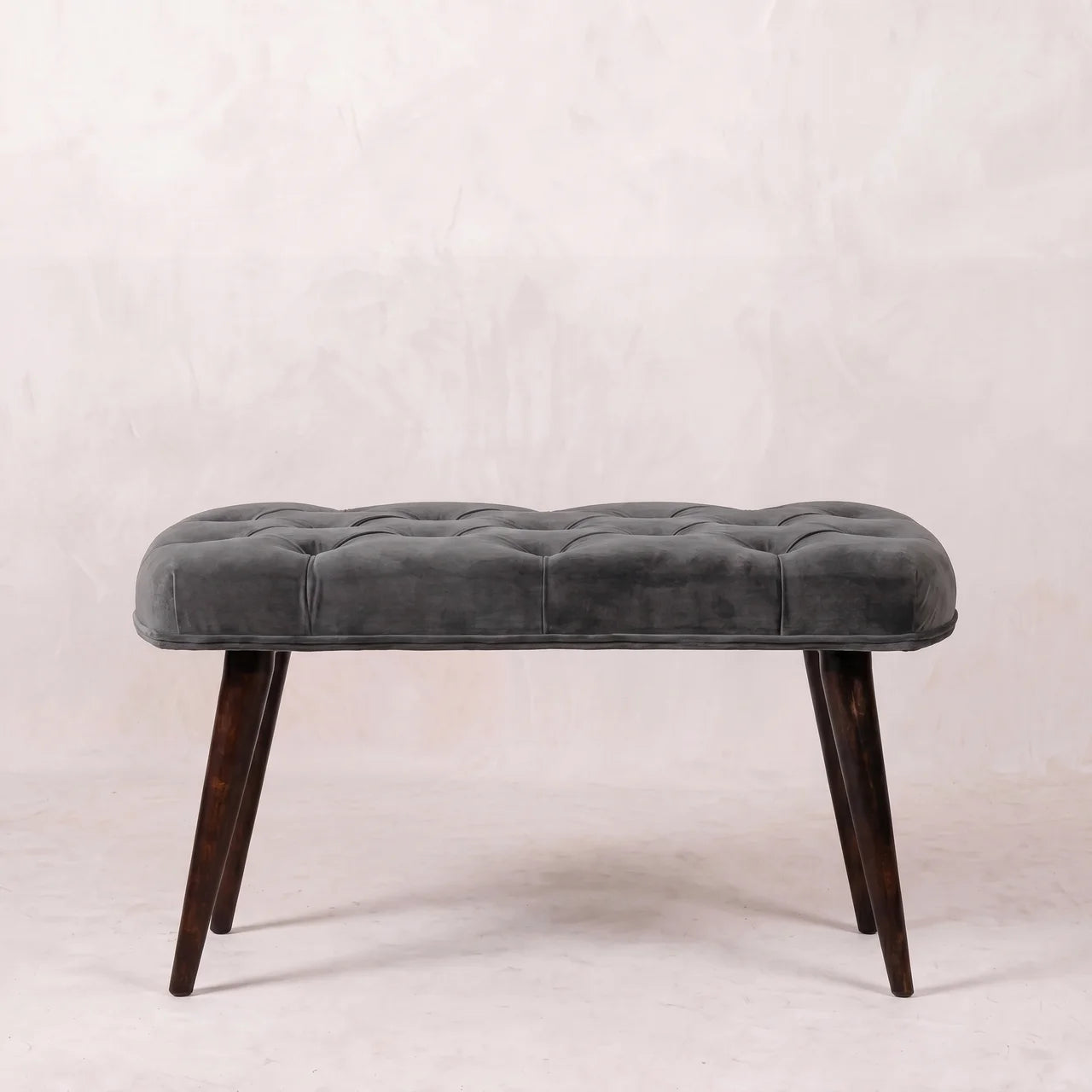 Grey Velvet Gold Base Footstool