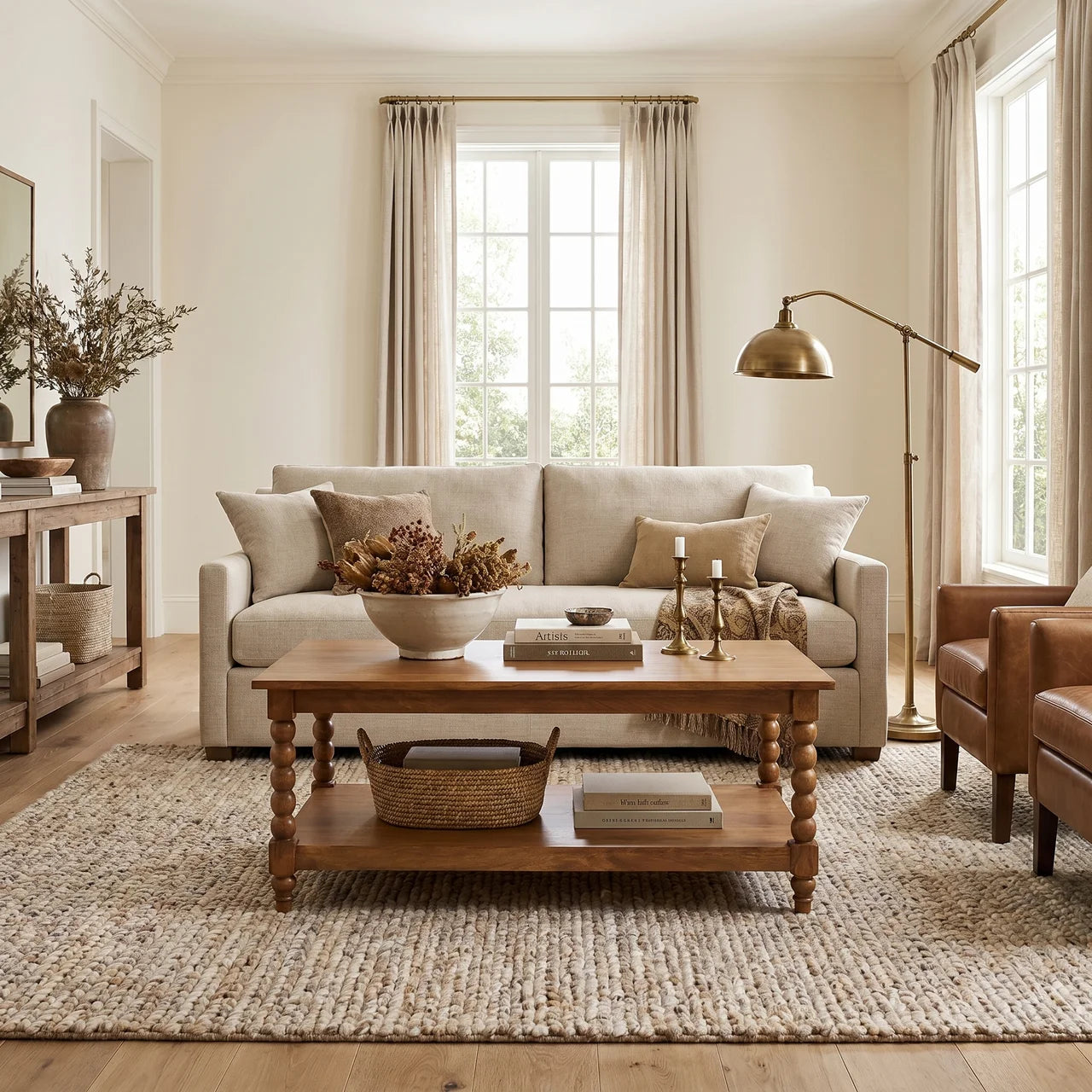 Spindle Coffee Table with Open Shelf