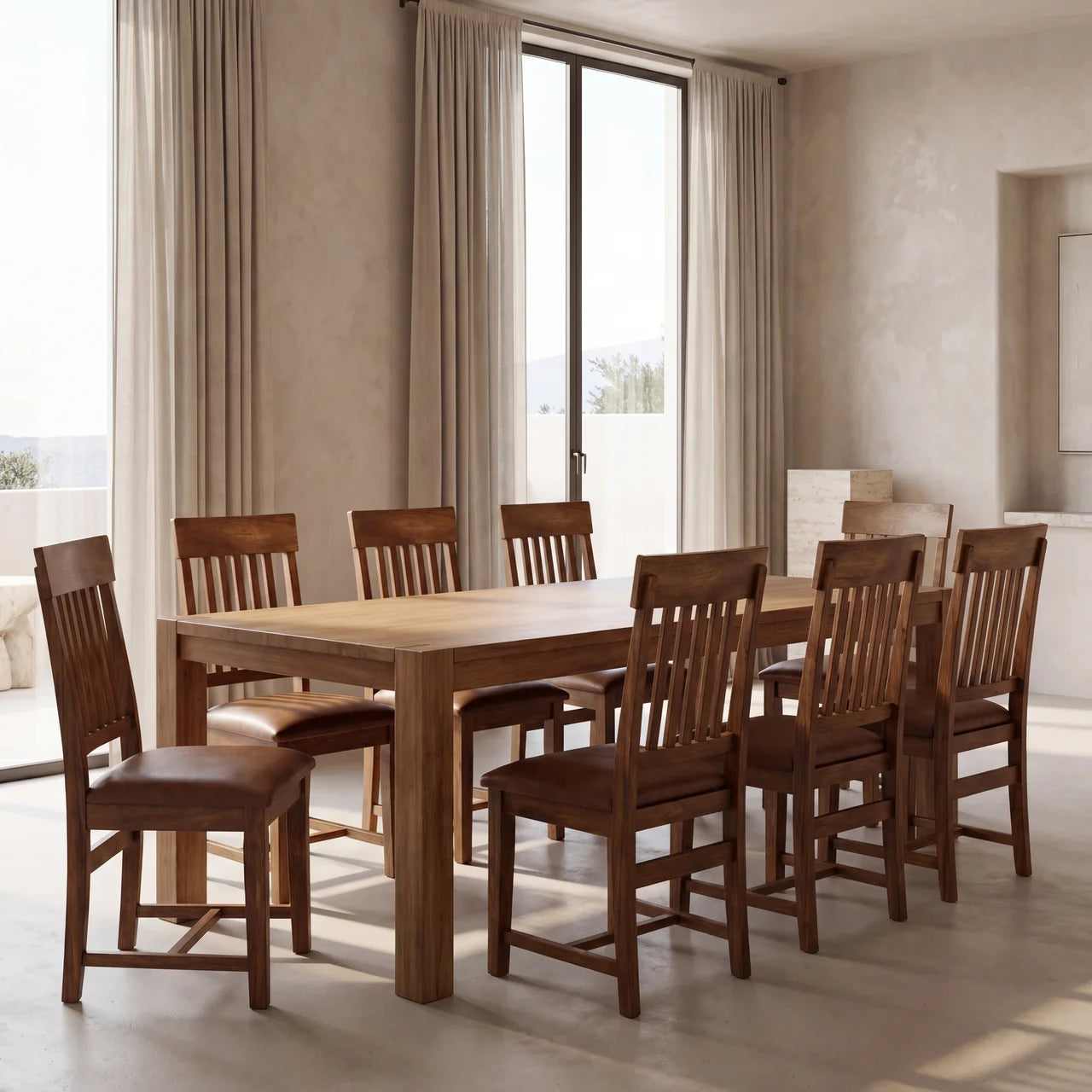 Leather Slatted Dining Chair