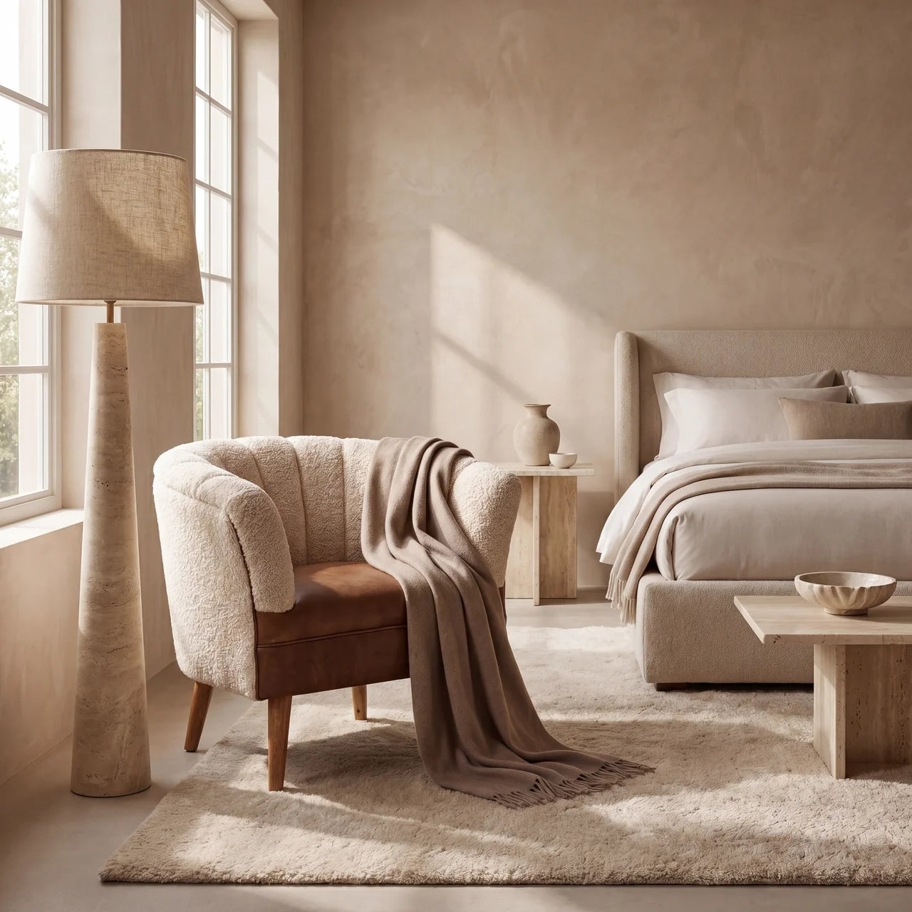 Boucle Cream Buffalo Armchair
