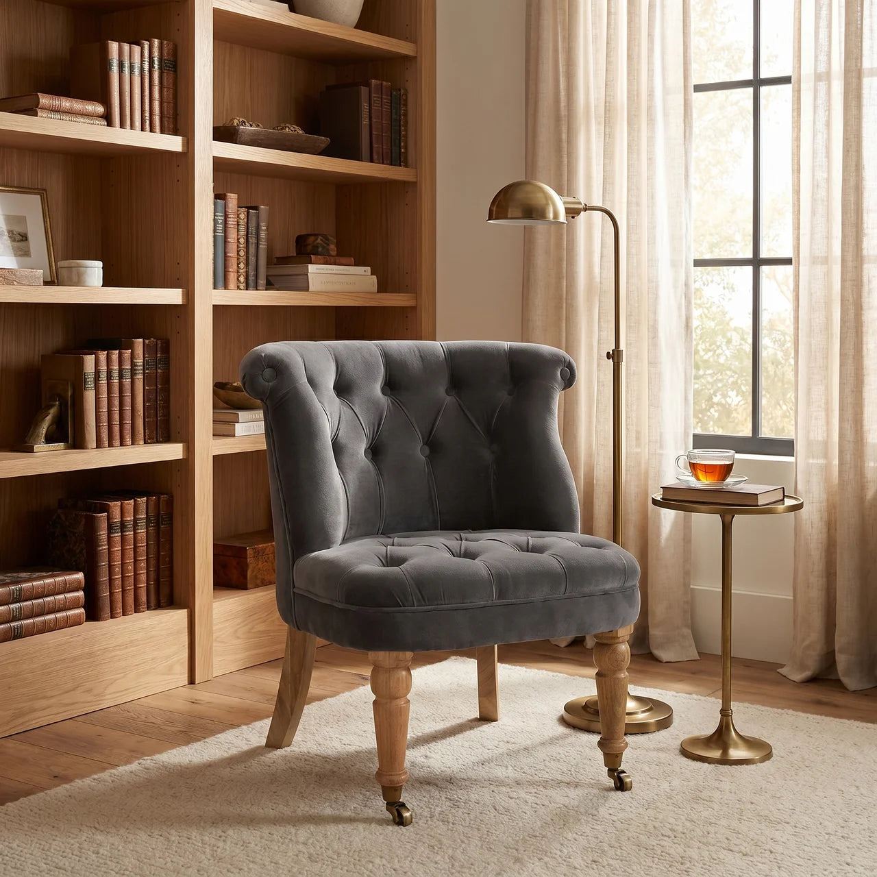 Grey Velvet Accent Chair