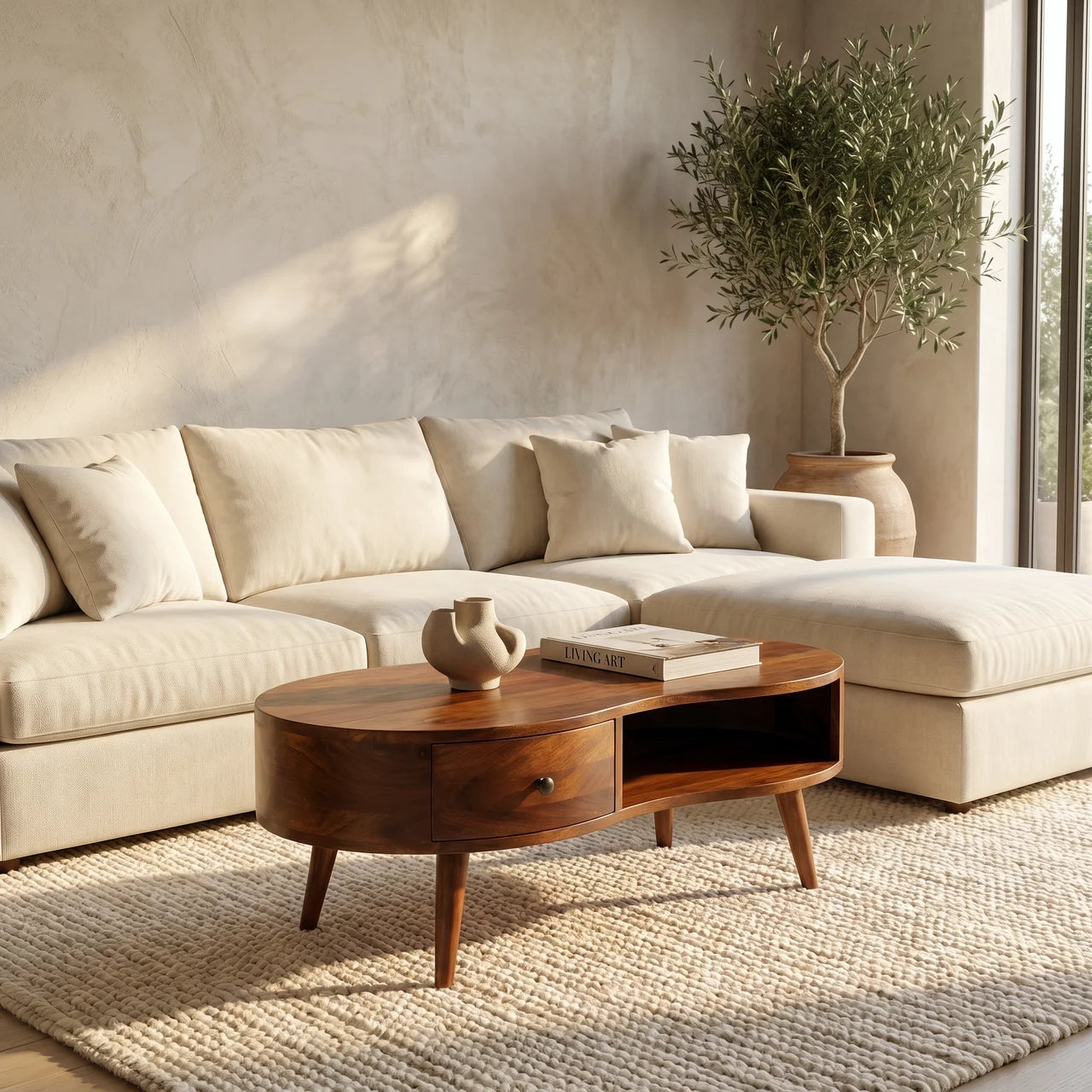 Large Chestnut Wave Coffee Table
