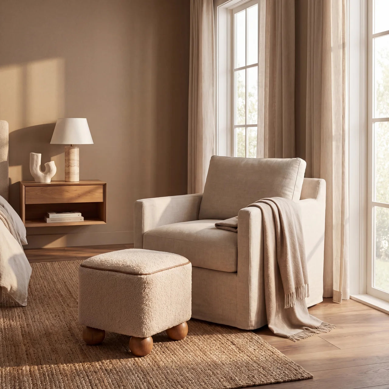 Serenity Footstool with Ball Feet