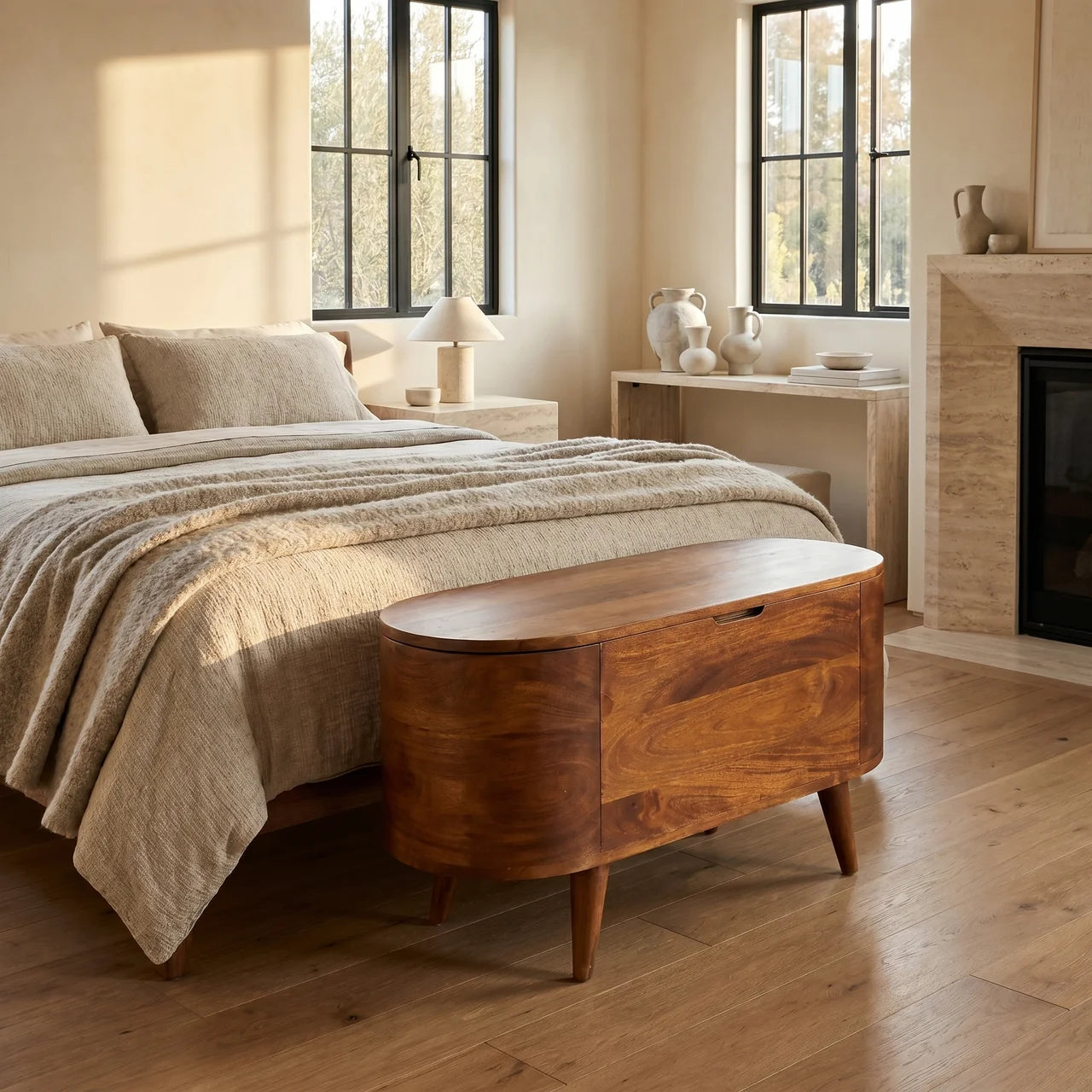 Chestnut Rounded Lid up Blanket Box