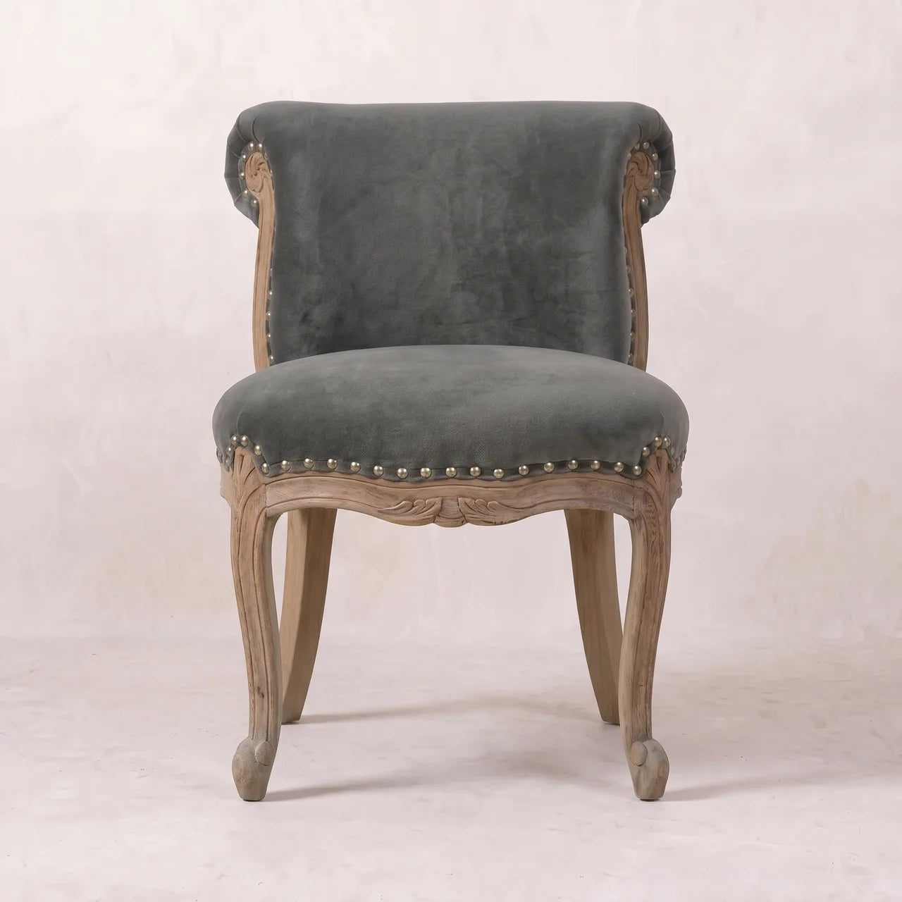 Grey Velvet Studded Chair