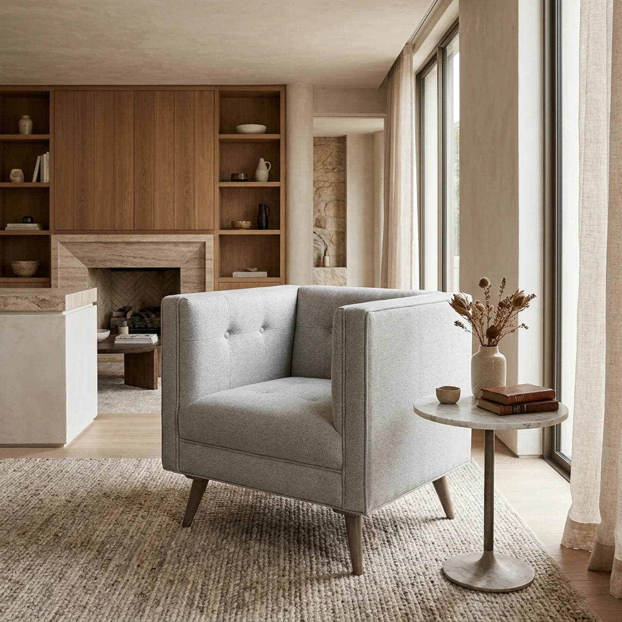 Grey Tweed Armchair