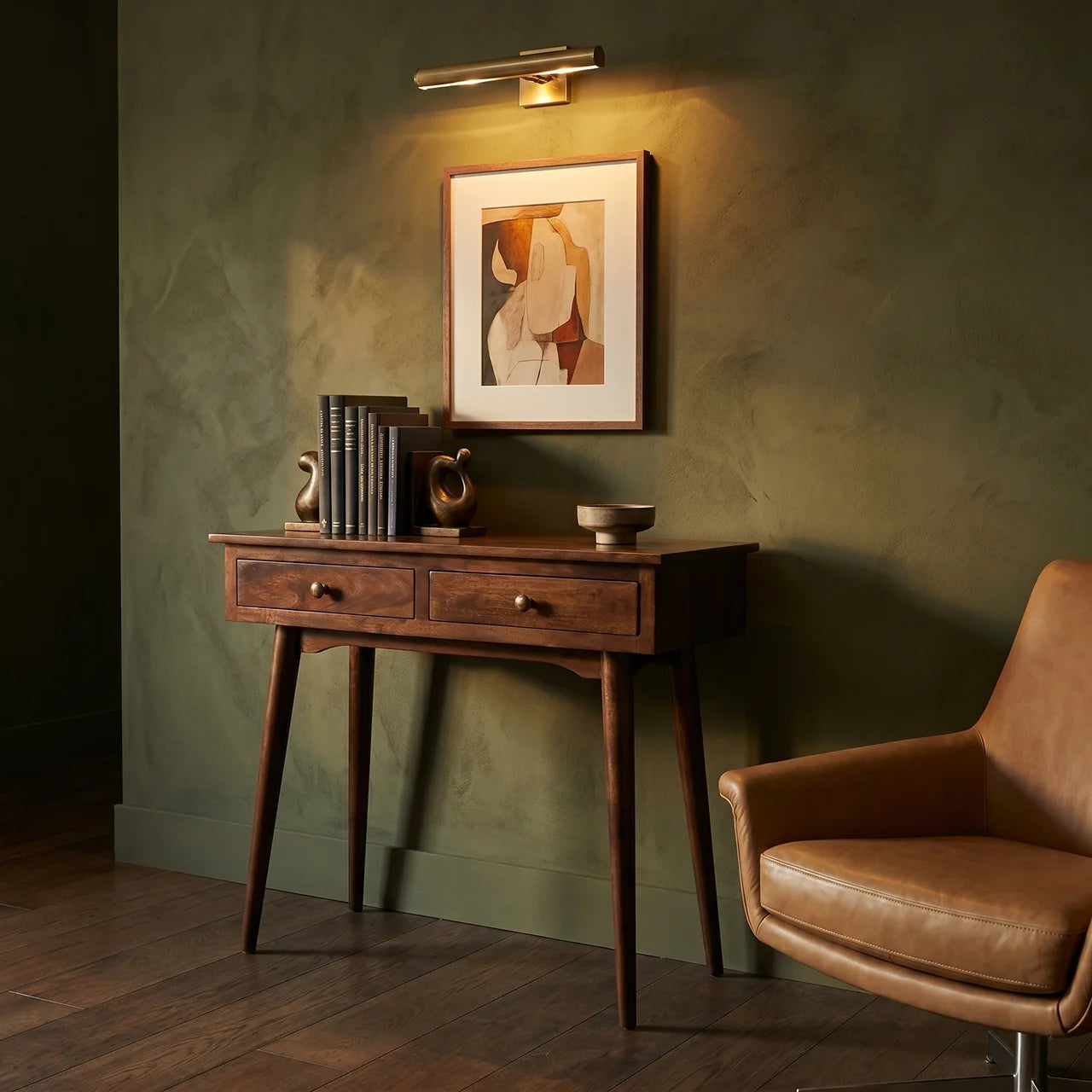California Walnut Hallway 2 Drawer Console Table