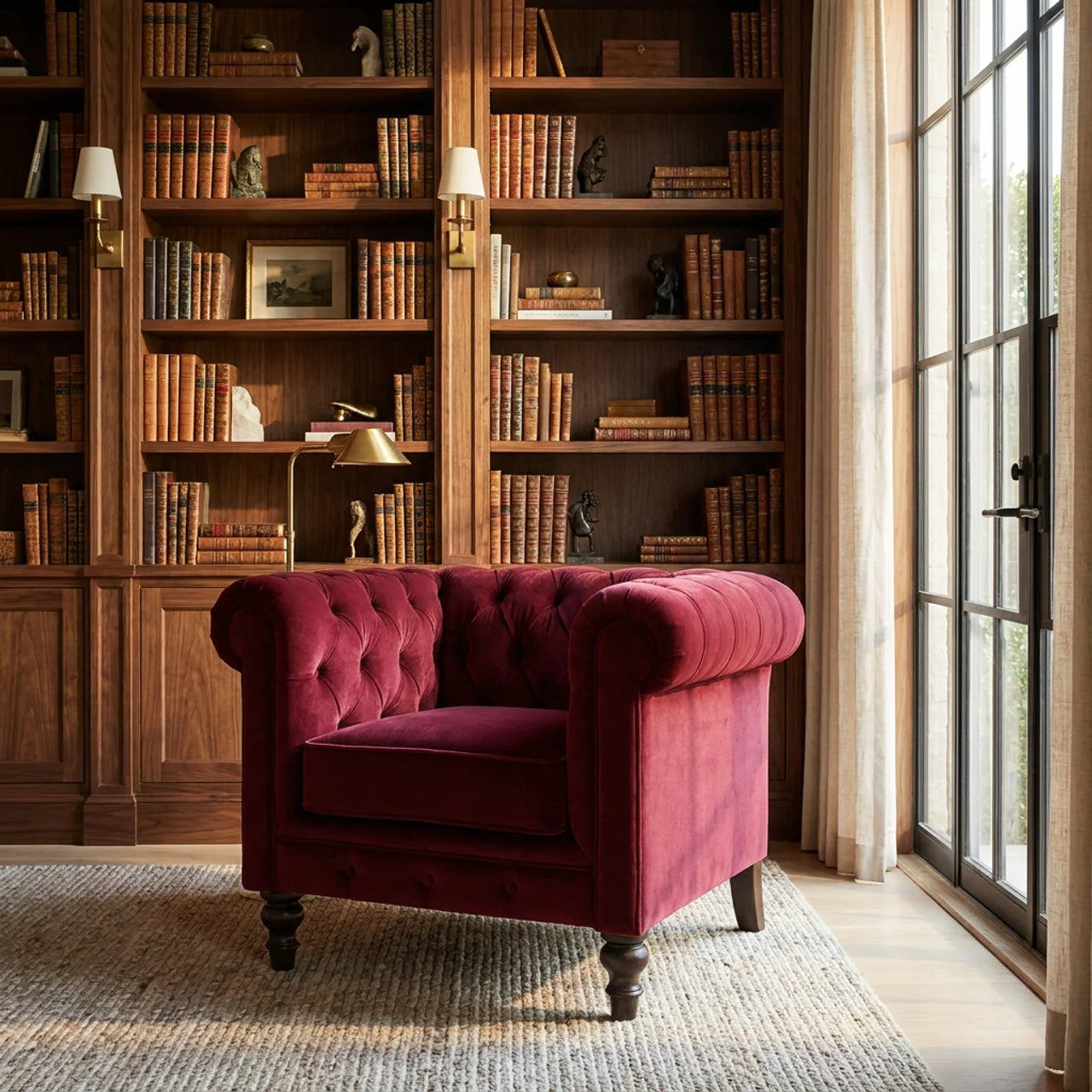 Wine Red Chesterfield Armchair