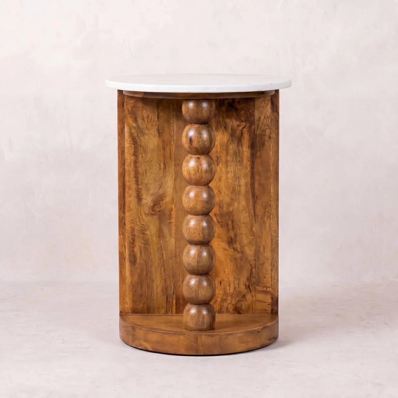 Marble-Top Spindle Side Table