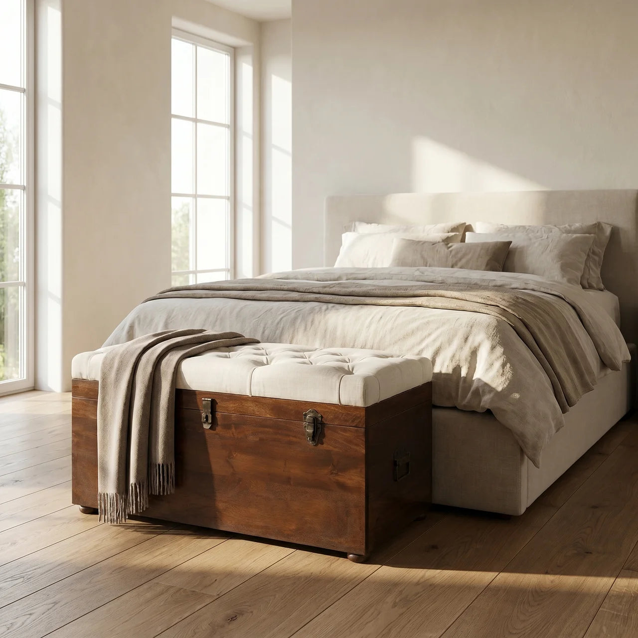 White Linen Storage Trunk