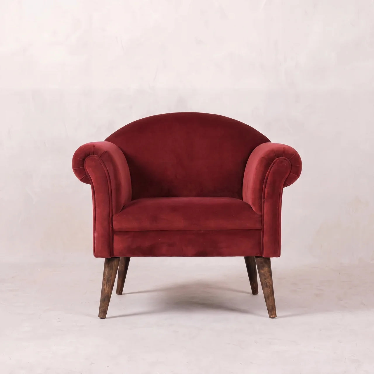 Wine Velvet Nordic Style Armchair