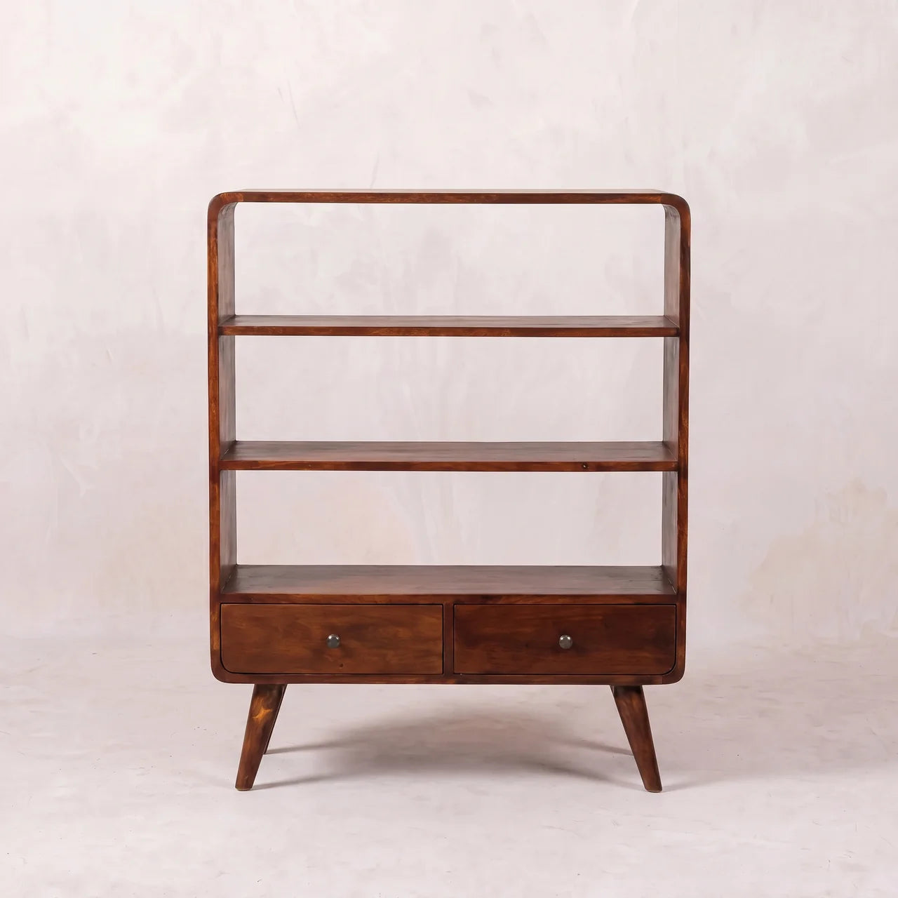 Curved Chestnut Low Bookcase