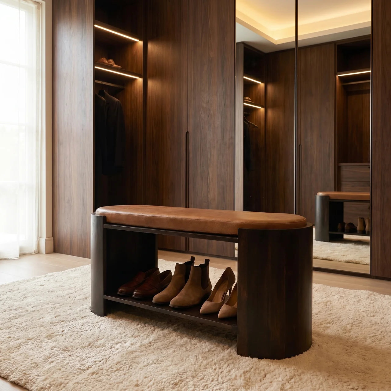 Valencia Leather Shoe Bench