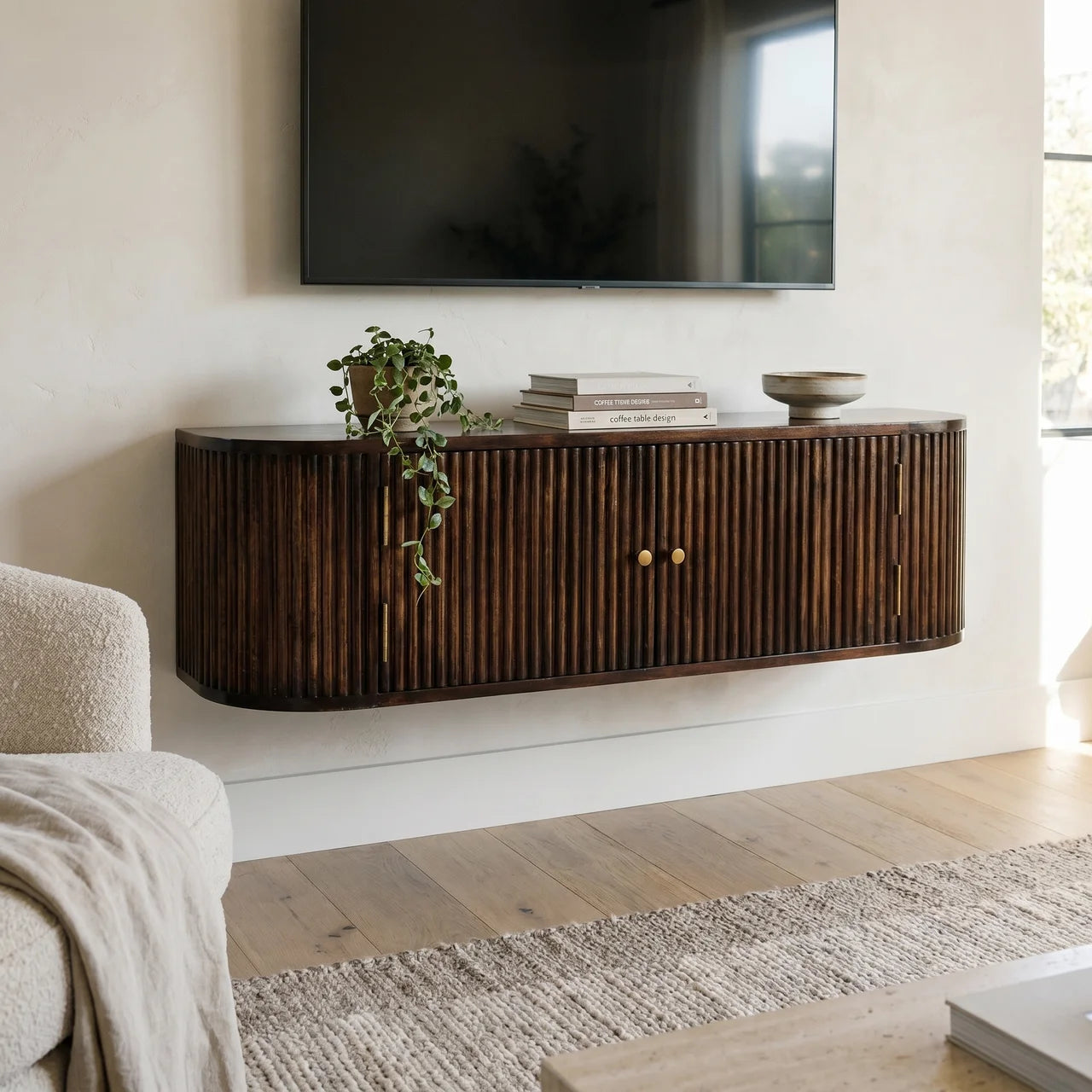 Chunky Chestnut Wall Mounted Console
