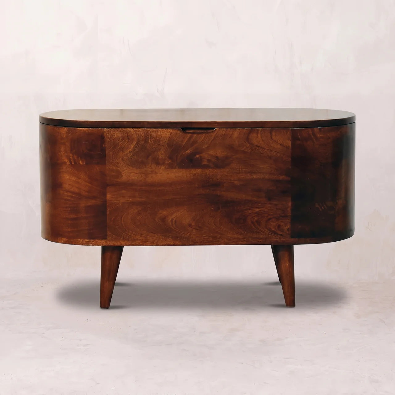 California Walnut Rounded Lid up Blanket Box