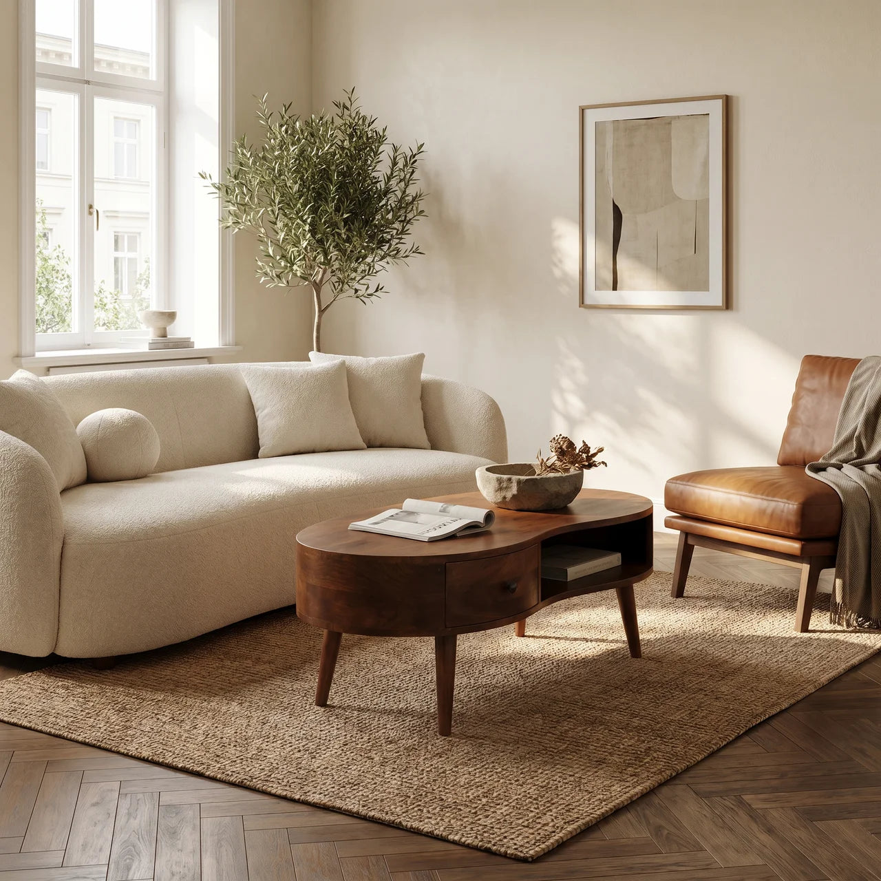 Large Chestnut Wave Coffee Table