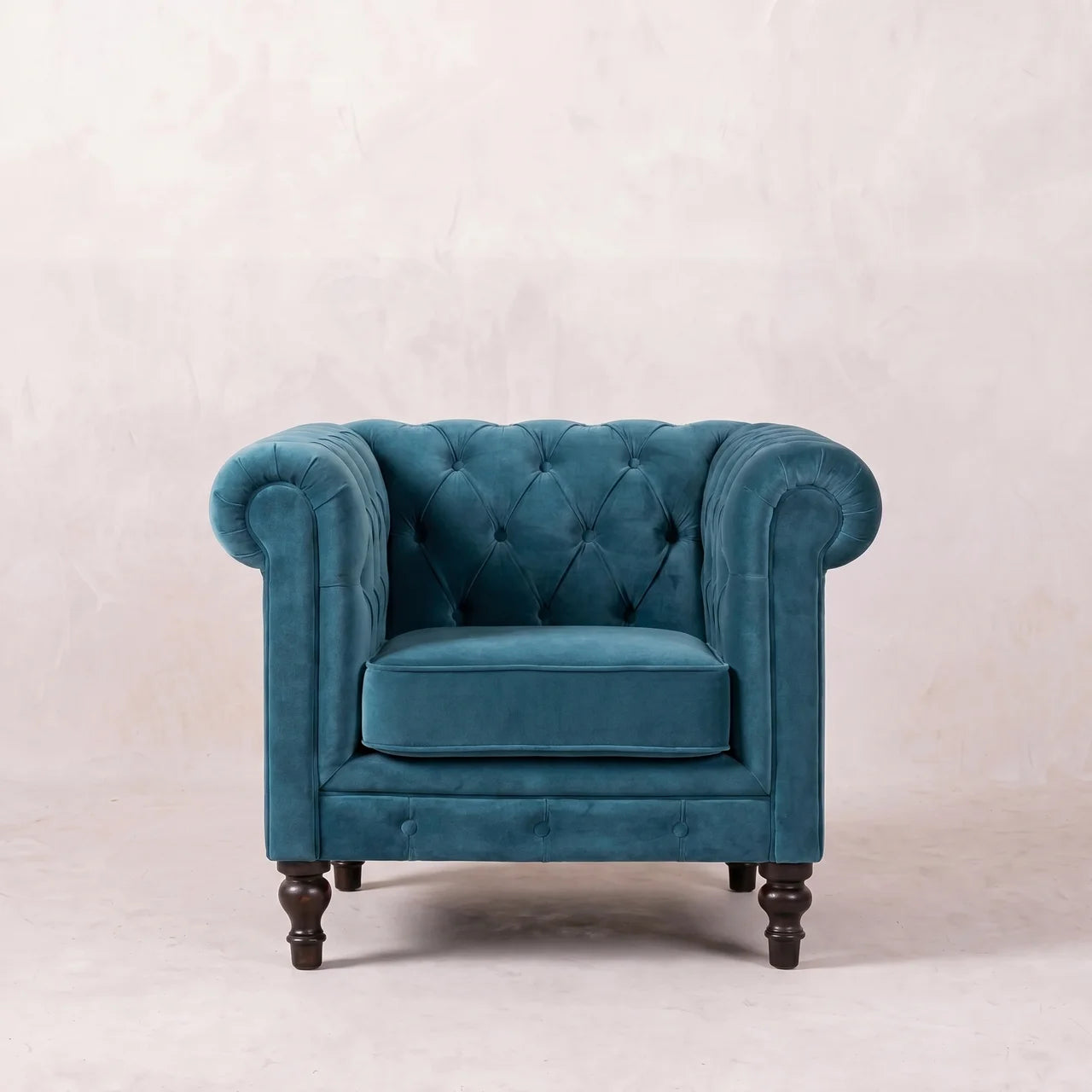 Teal Velvet Chesterfield Armchair