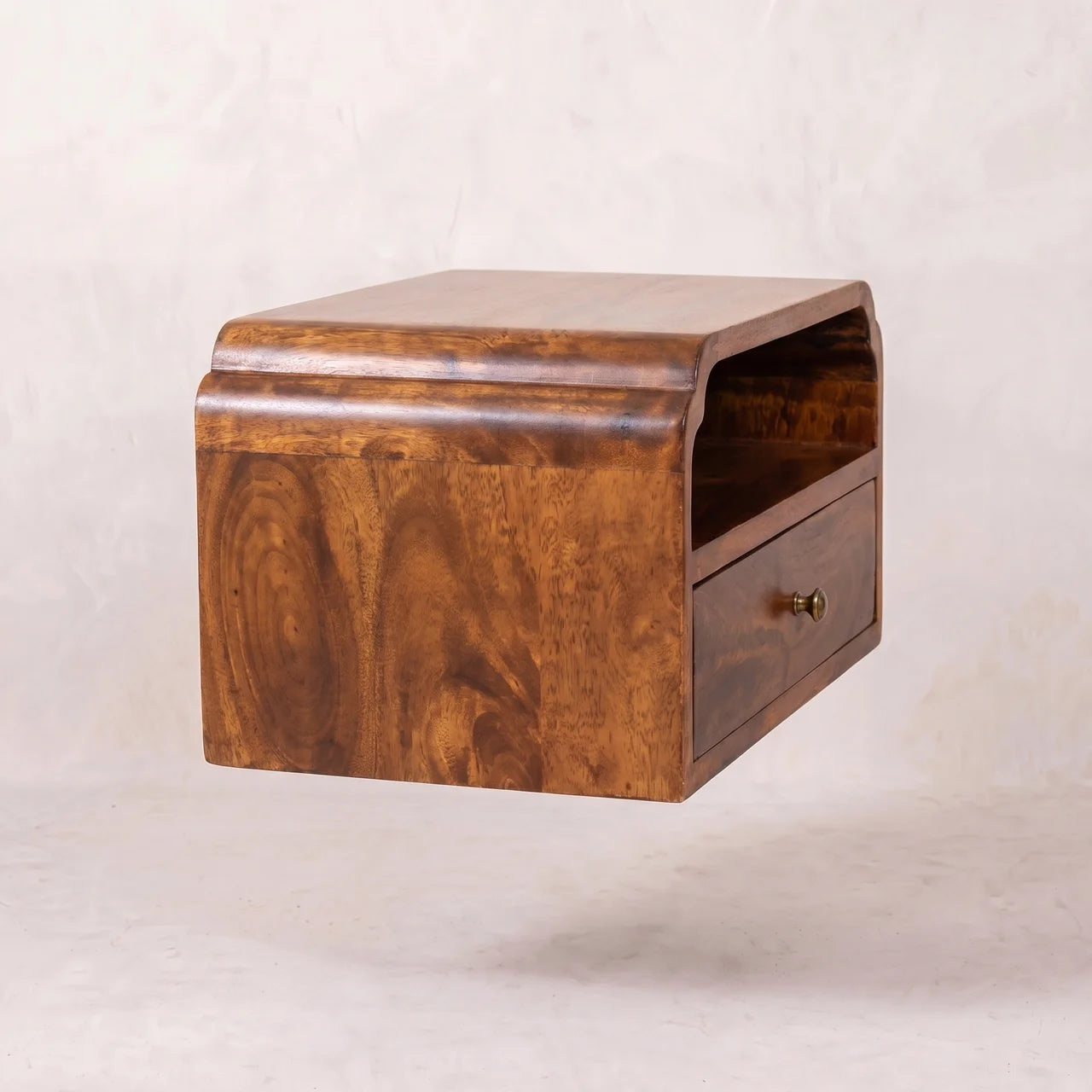 Avora Floating Chestnut Solid Mango Wood Nightstand