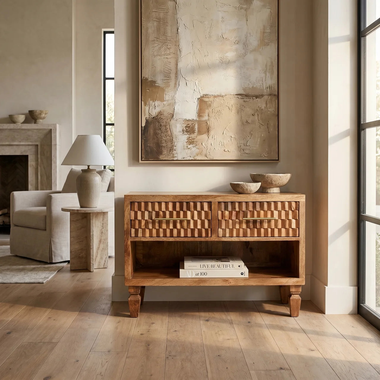 Cadiz Carved Entryway Shoe Cabinet
