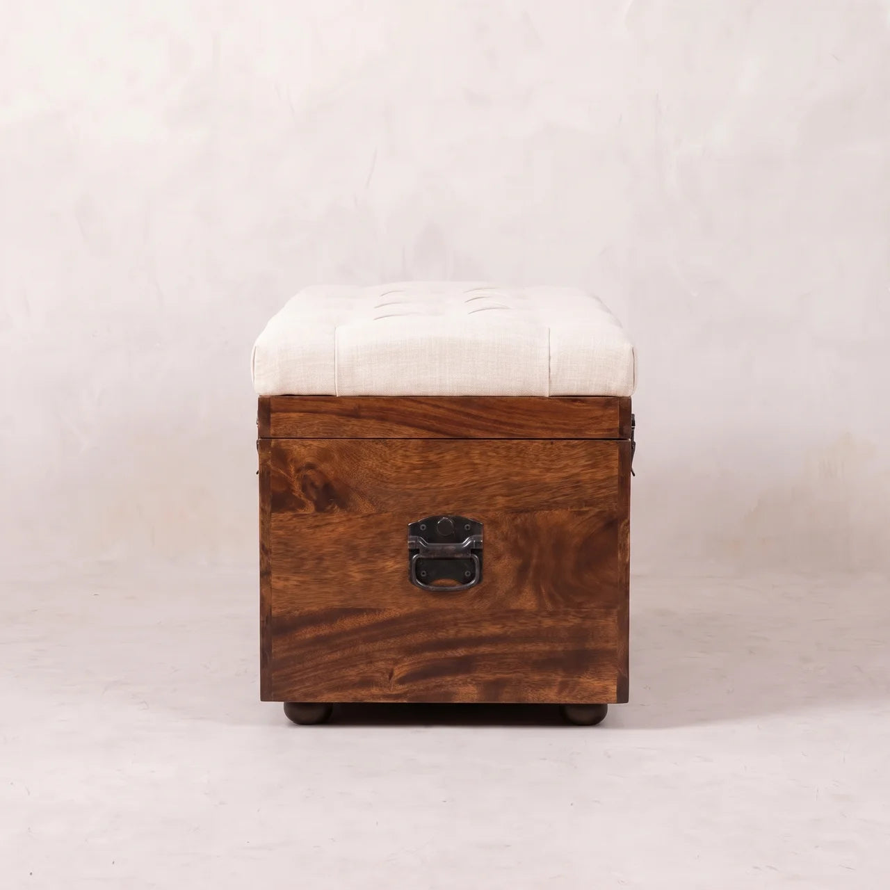 California Walnut White Linen Storage Trunk