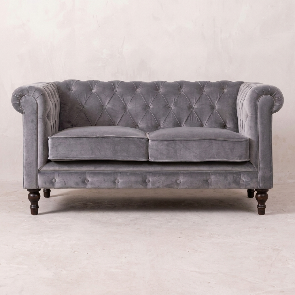 Grey Velvet Chesterfield Sofa