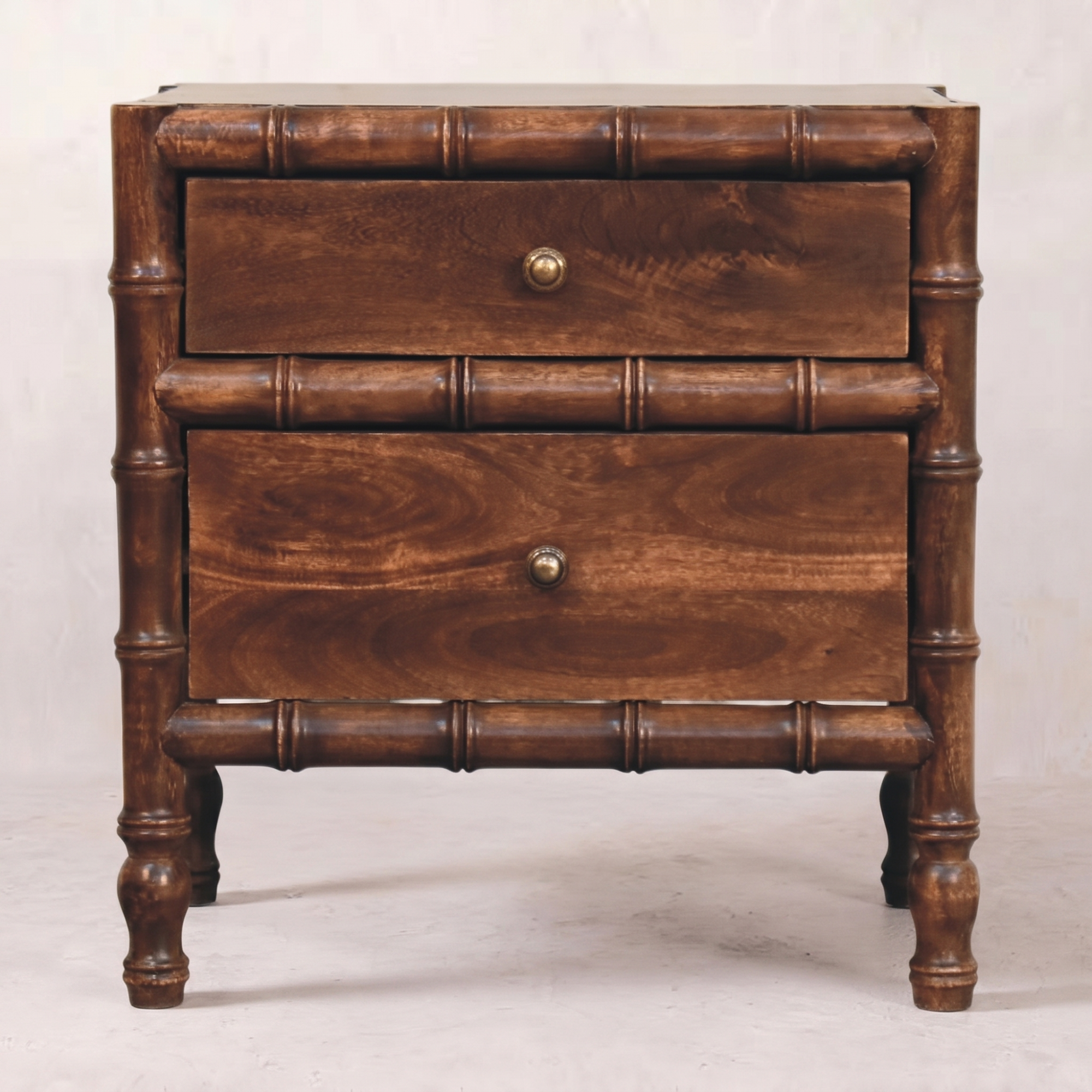 Bamboo Frame Nightstand in Roasted Almond