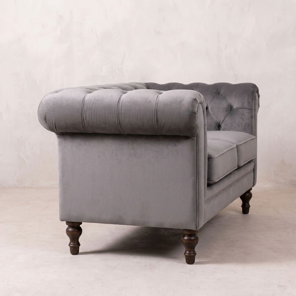 Grey Velvet Chesterfield Sofa