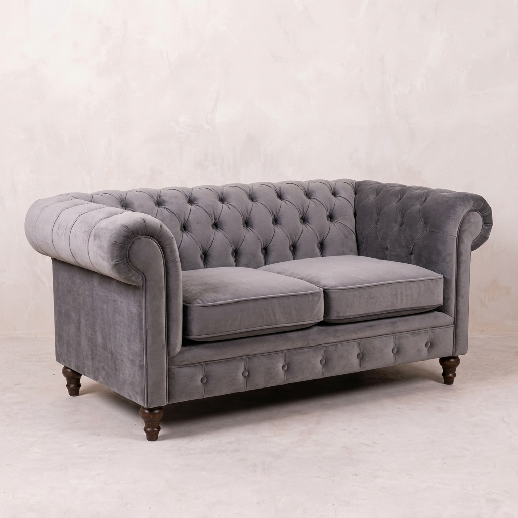Grey Velvet Chesterfield Sofa