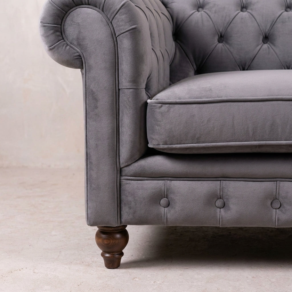 Grey Velvet Chesterfield Sofa