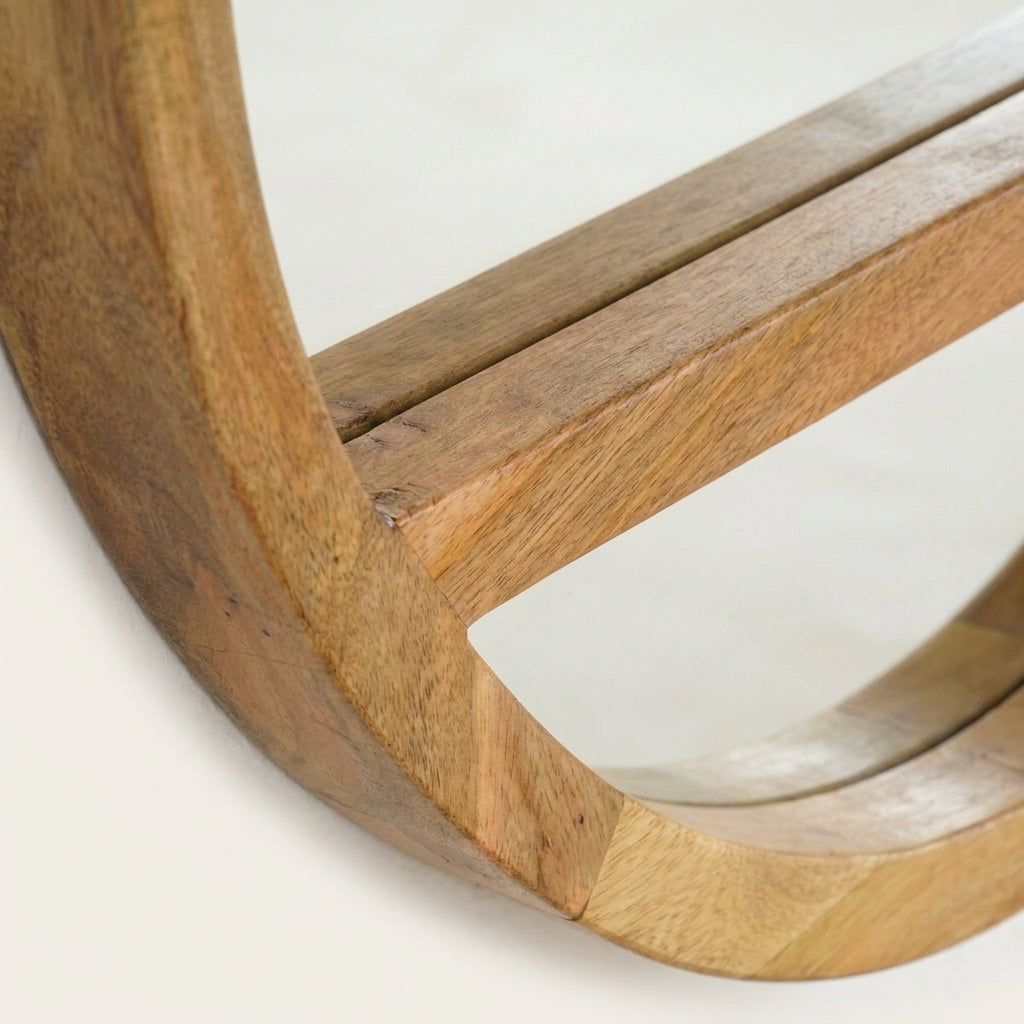 Wooden Round Mirror with 1 Shelf