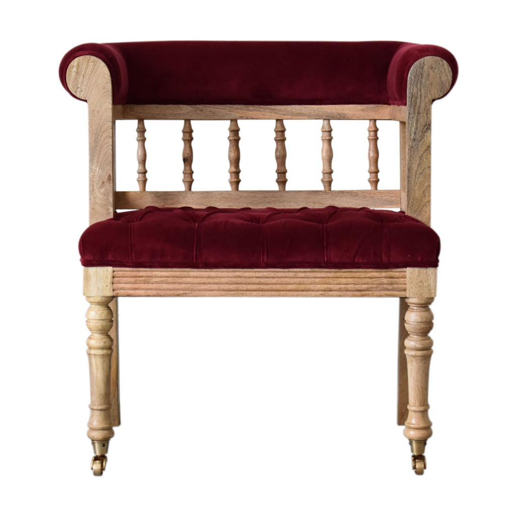 Wine Red Mini Deep Button Bench – Grain & Loom