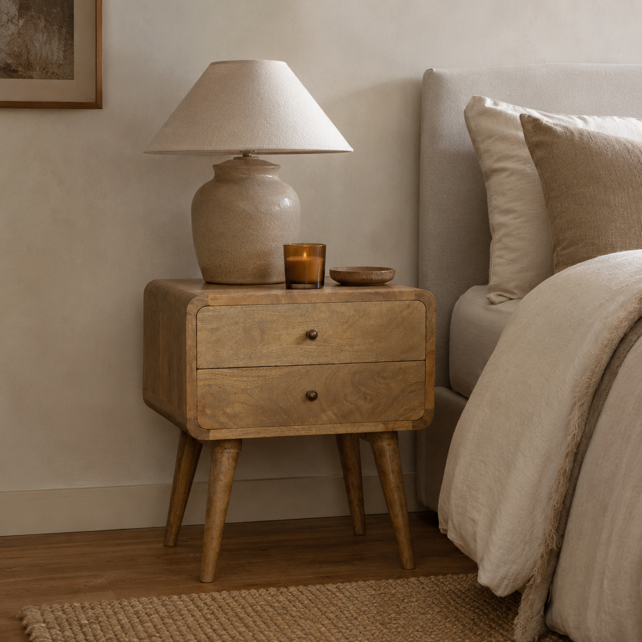 Curved Oak-ish nightstand