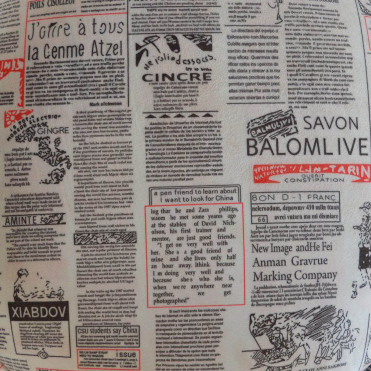 Newsprint Printed Velvet