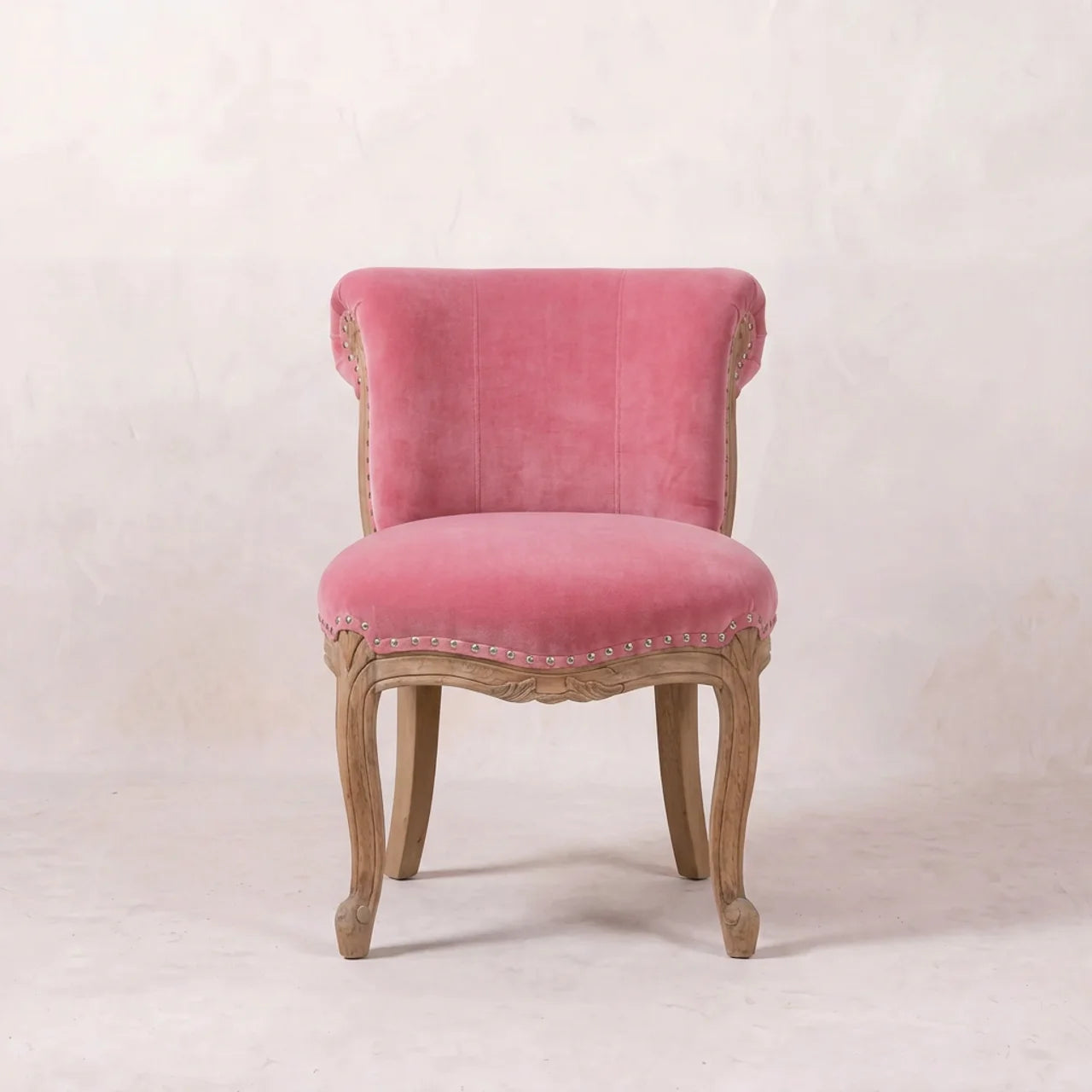 Pink Velvet Studded Chair