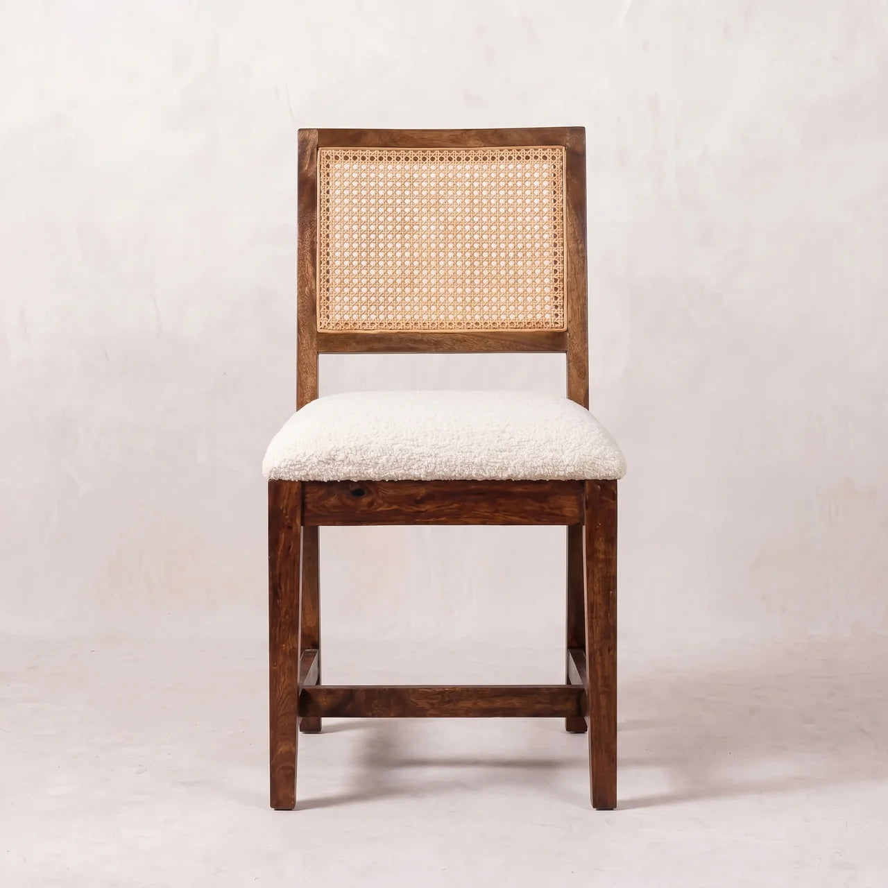 Cream Boucle Rattan Chair