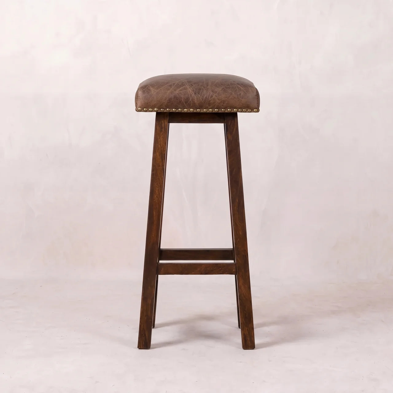 Buffalo Brass Leather Bar Stool