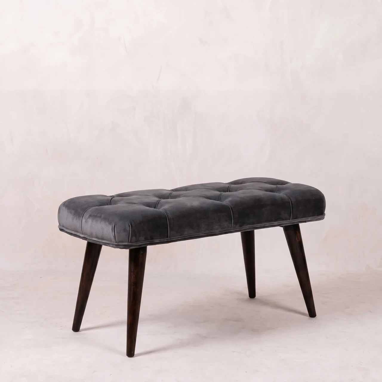 Grey Velvet Gold Base Footstool