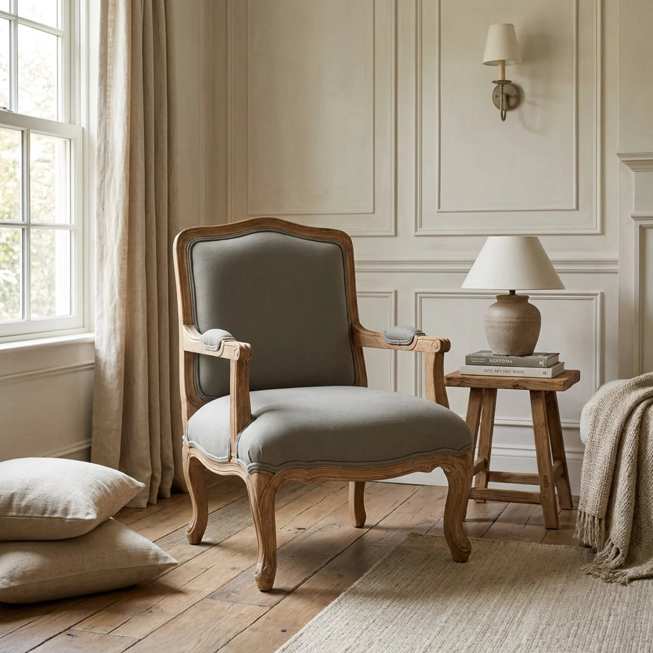 French Style Upholstered Armchair