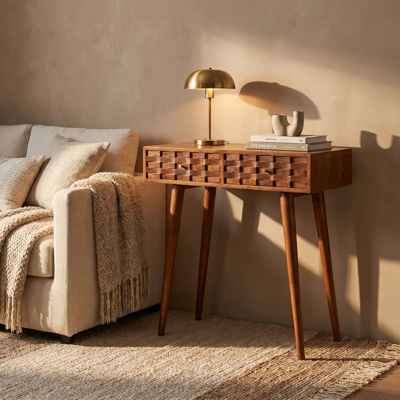 Tile Carve Chestnut Console