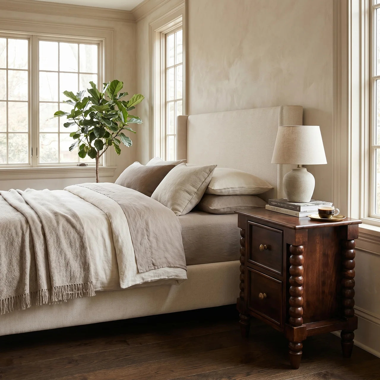 Spindle Winewood Nightstand