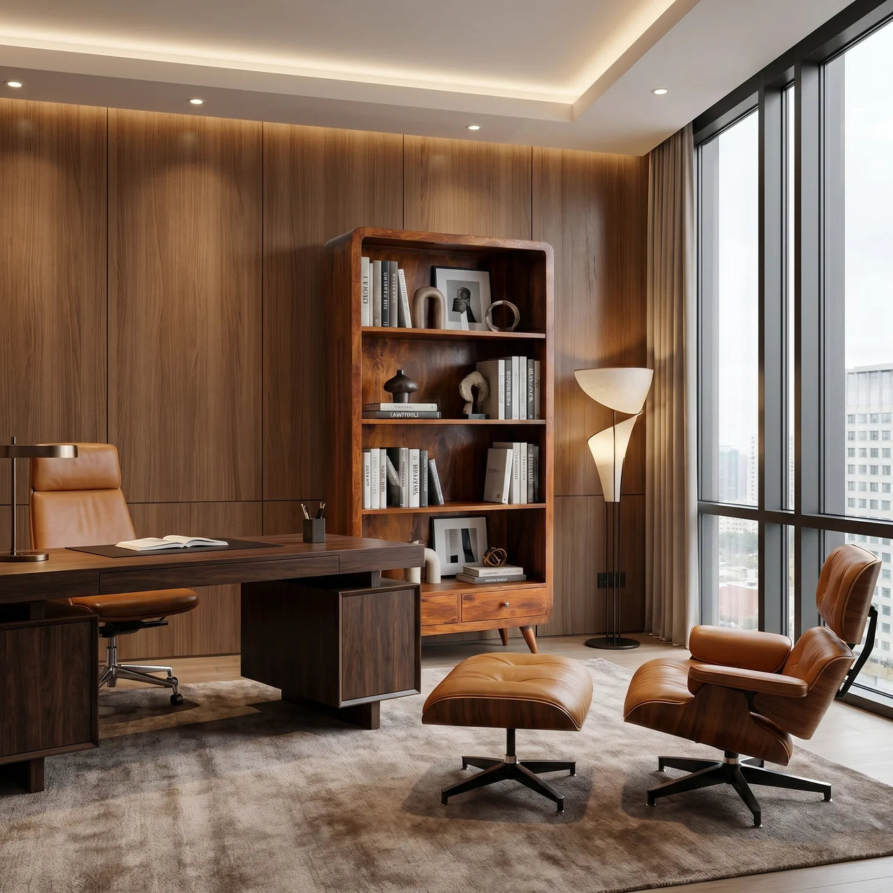 Curved Chestnut Bookcase
