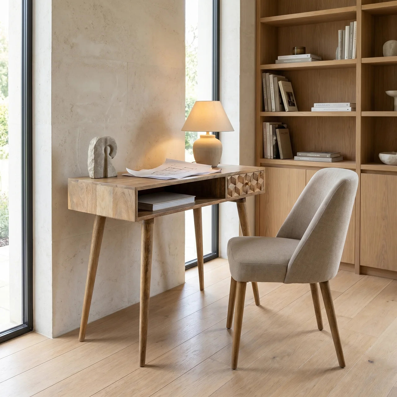 Cube Carved Writing Desk