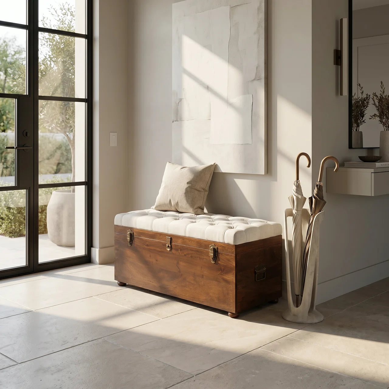 White Linen Storage Trunk
