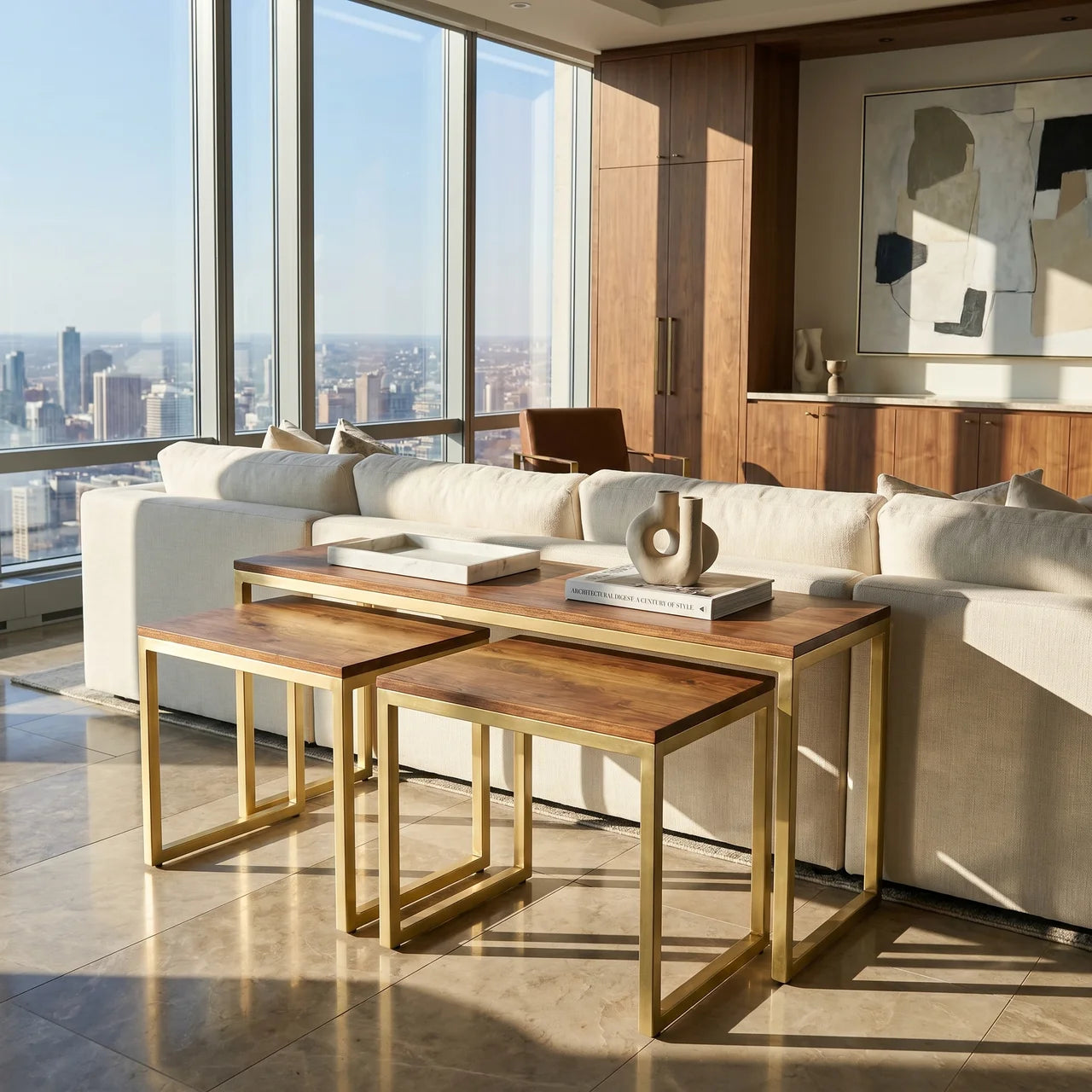 Chunky Gold Table Set of 3