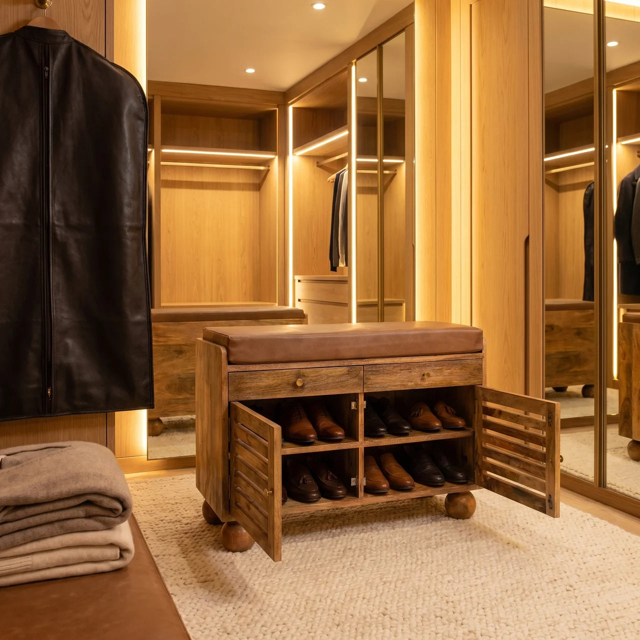 Oakridge Leather Shoe Cabinet