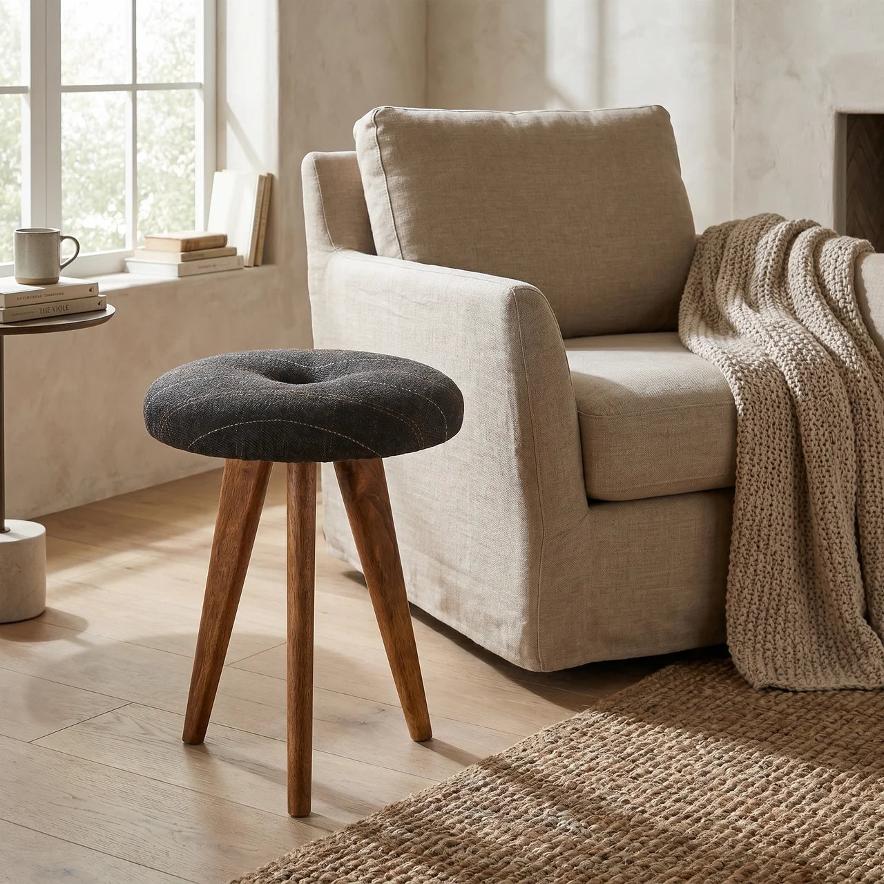 Tweed Patterned Footstool