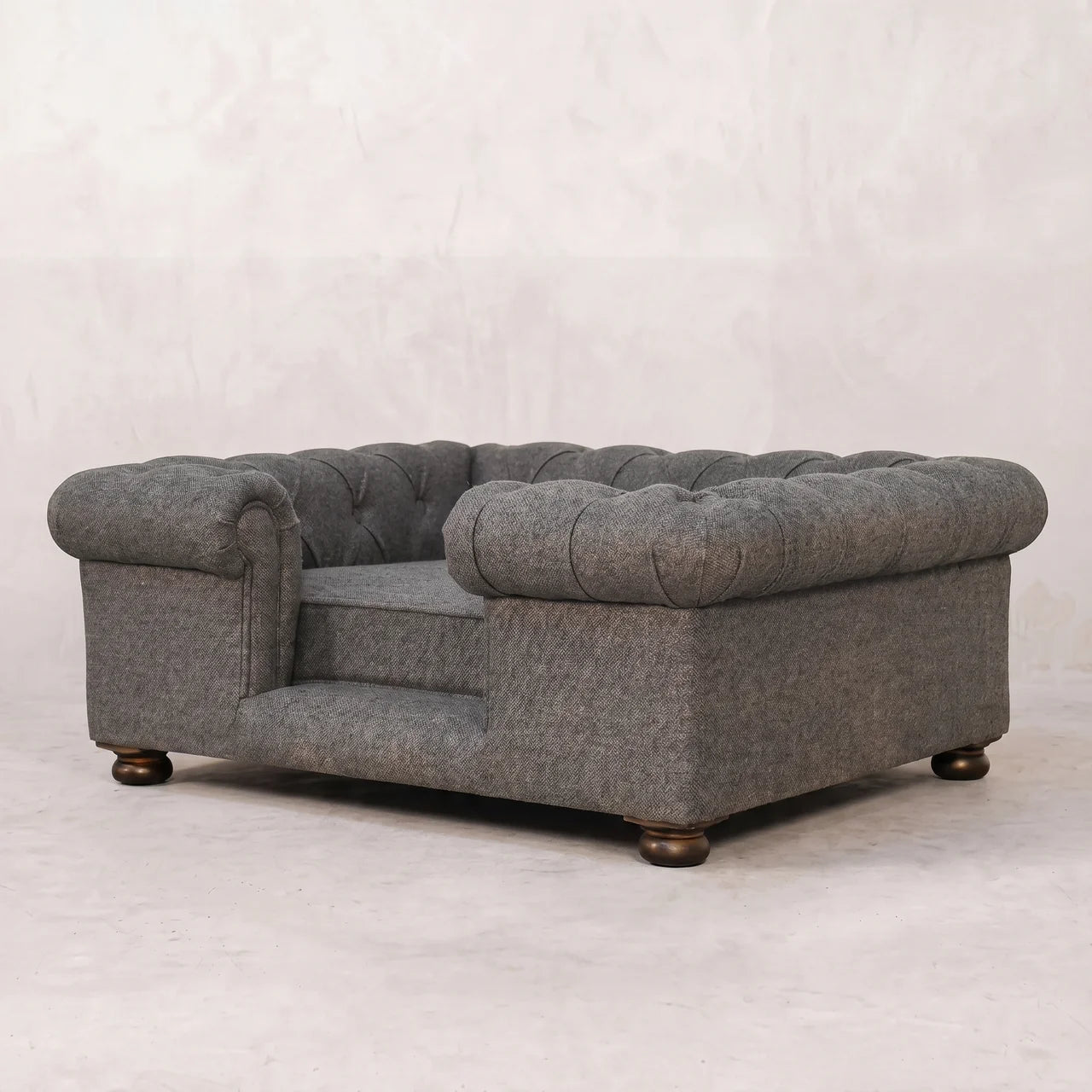 Battleship Tweed Button Pet Bed